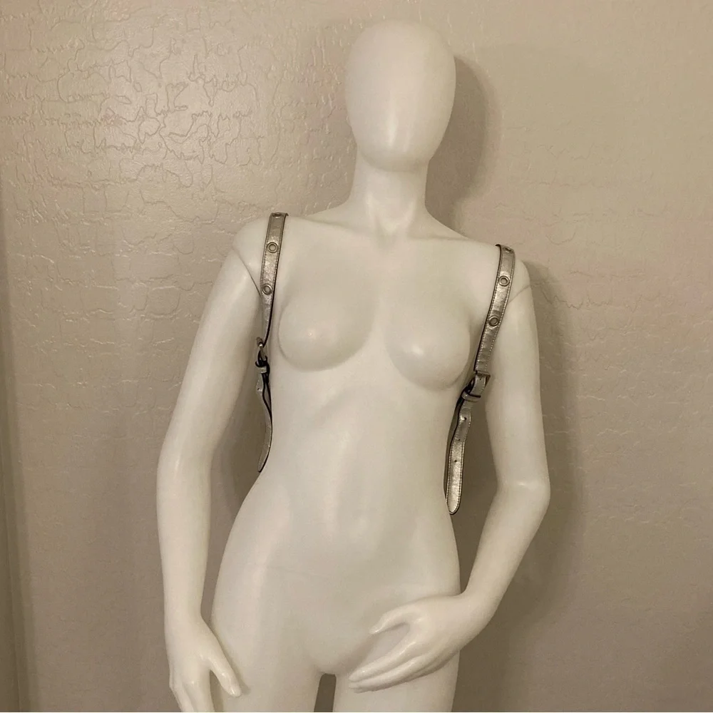 Sam Edelman Silver Metallic Faux Leather Backpack